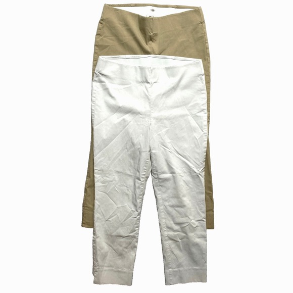 White House Black Market Pants - Lot Of 2 White House Black Market Pants Womens 10 Tan Stone Crop Elle